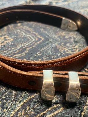 Women's Brown Leather Belt with Silver Clasp